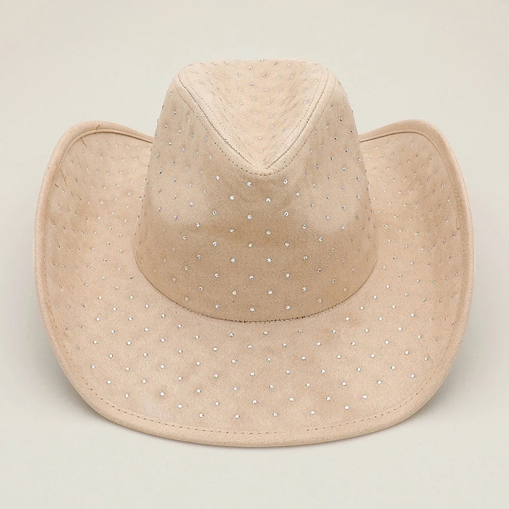 Black Rhinestone Embellished Suede Western Cowboy Fedora Hat